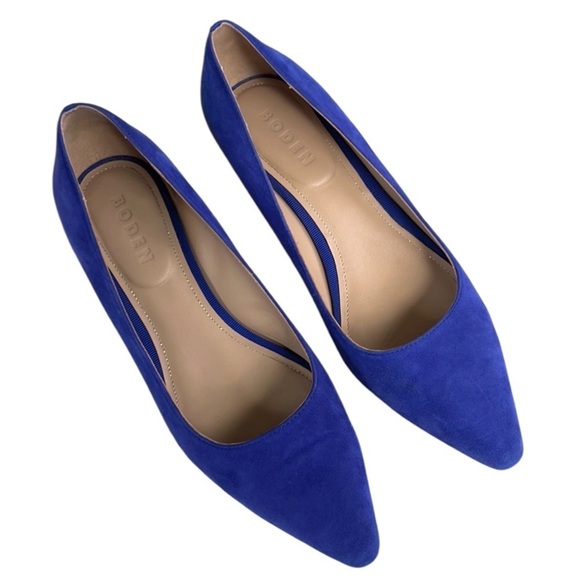 Boden Leather Low Heels Royal Blue Size 7 - Picture 2 of 9